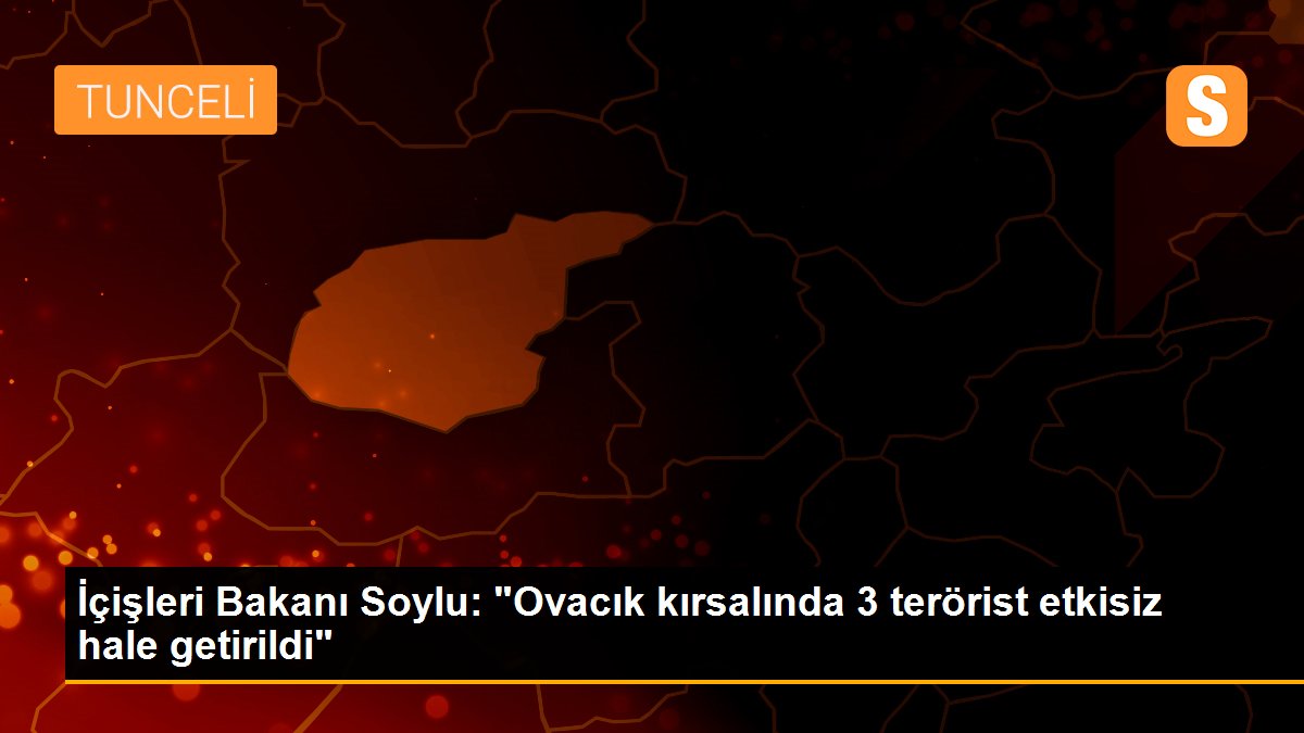 İçişleri Bakanı Soylu: "Ovacık kırsalında 3 terörist etkisiz hale getirildi"