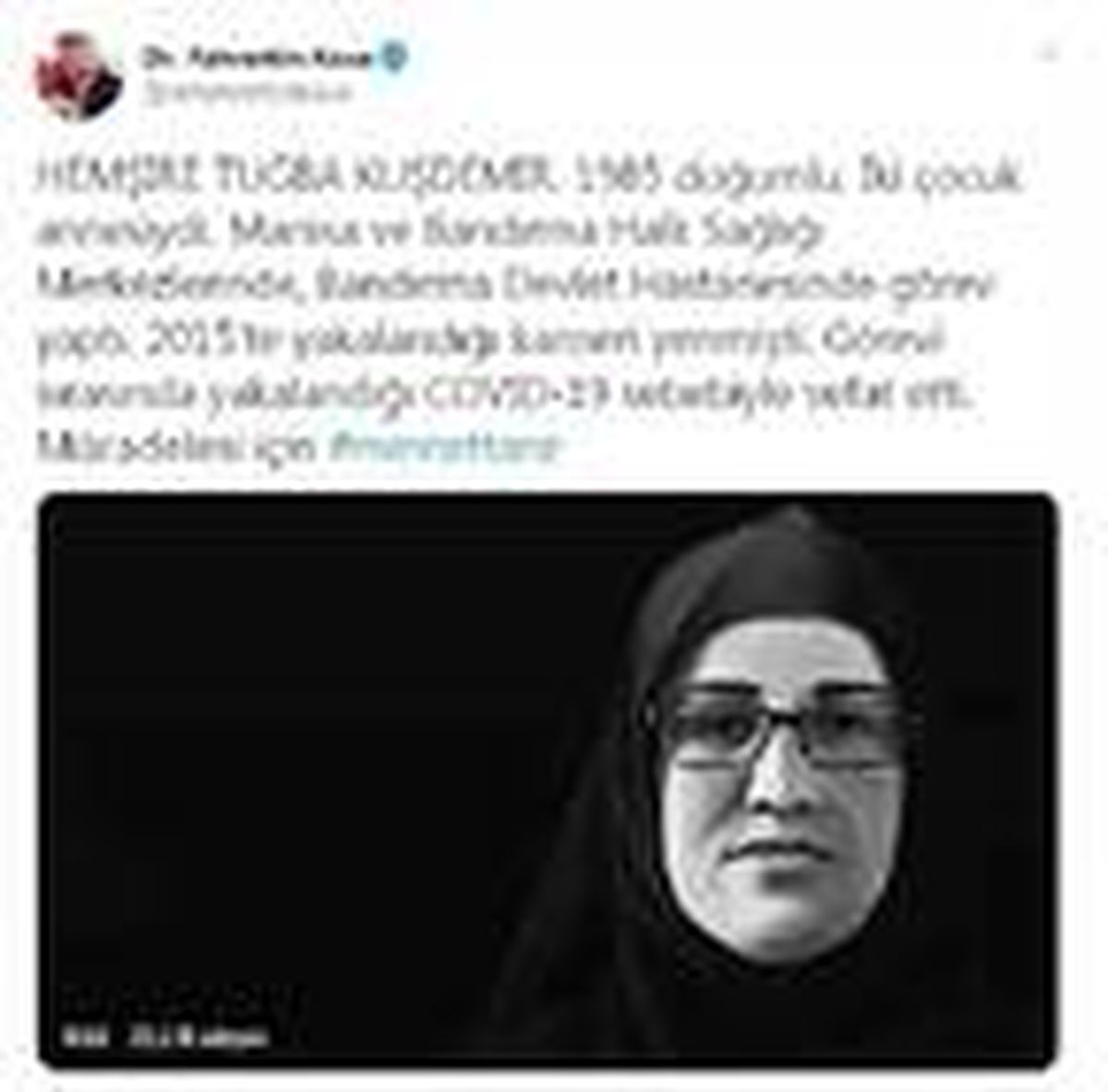 Bakan Koca\'dan, \'Tuğba hemşire\' paylaşımı