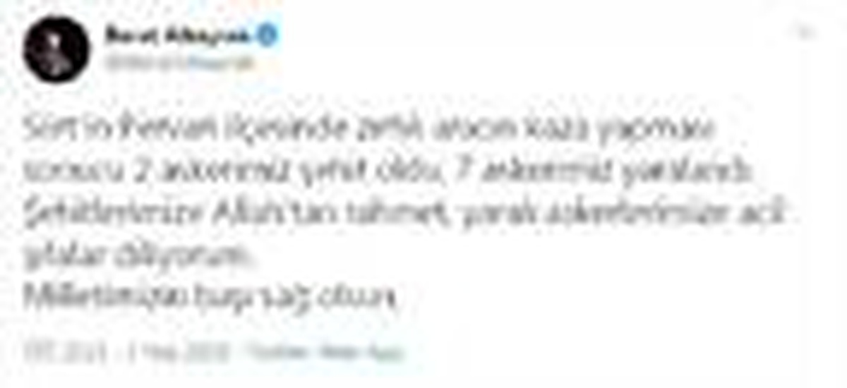 Bakan Albayrak\'tan Siirt şehitleri için başsağlığı mesajı