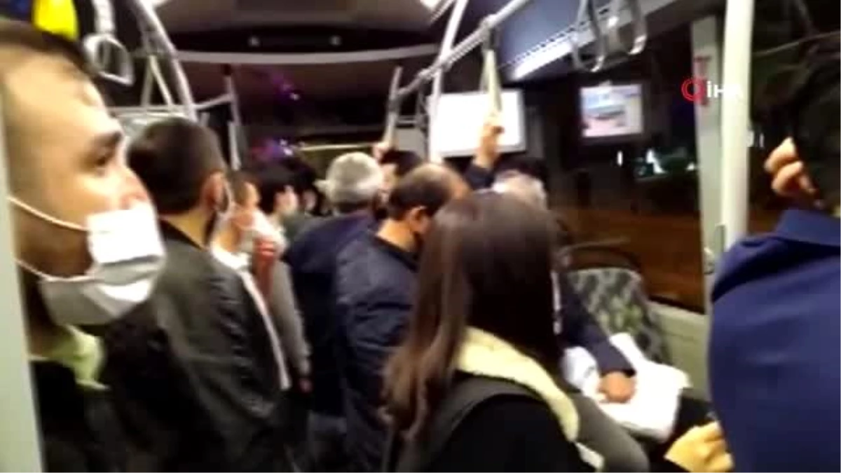 Halk otobüsünde \'kalabalık\' tartışması kamerada