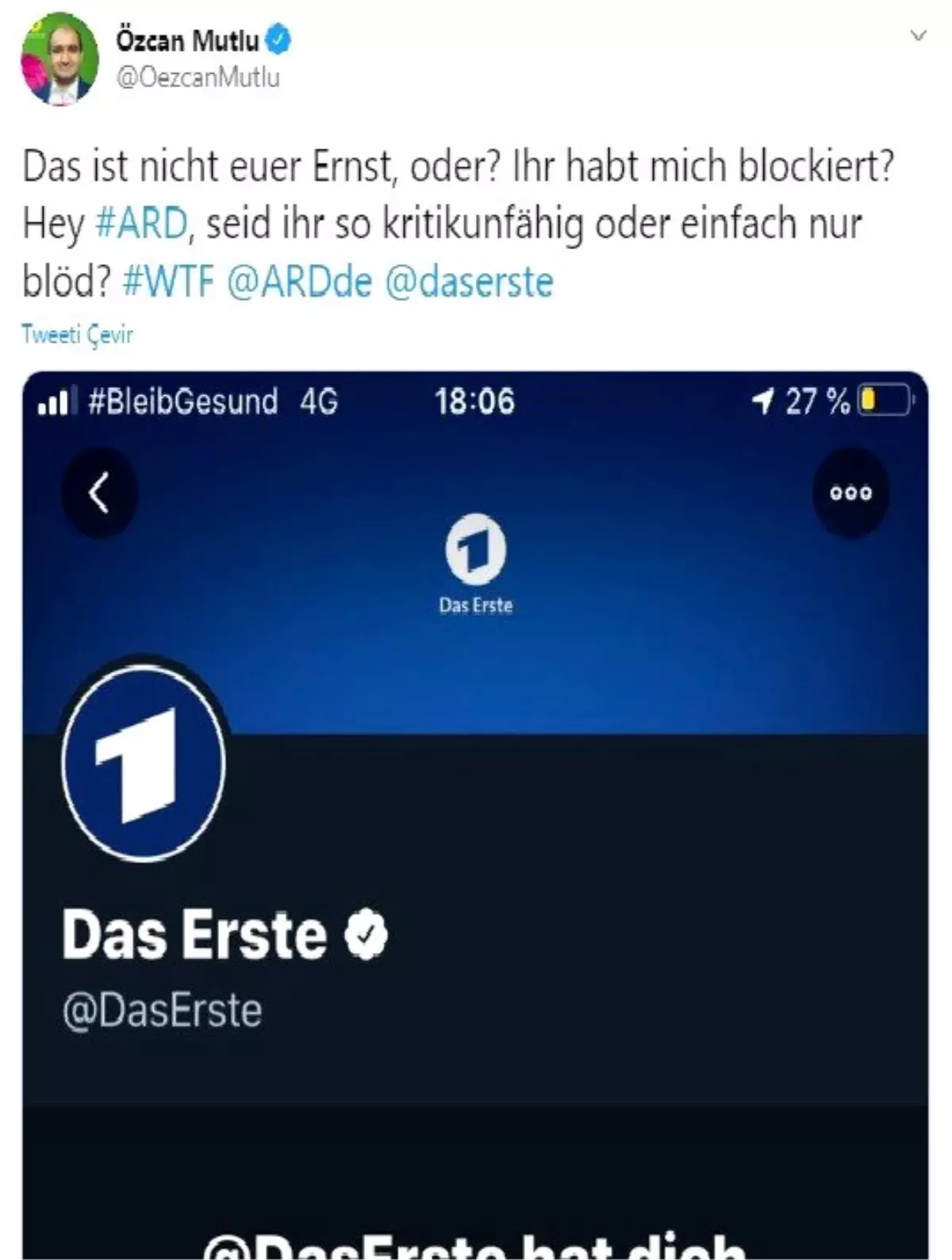 Alman ARD kanalından milletvekili Özcan Mutlu\'ya Twitter engeli