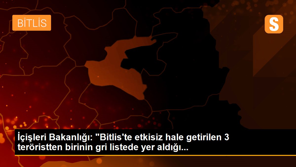 İçişleri Bakanlığı: "Bitlis\'te etkisiz hale getirilen 3 teröristten birinin gri listede yer aldığı...