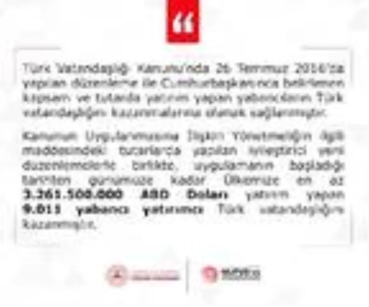 Türkiye\'ye yatırım yapan 9 bin 11 kişi, vatandaşlık kazandı