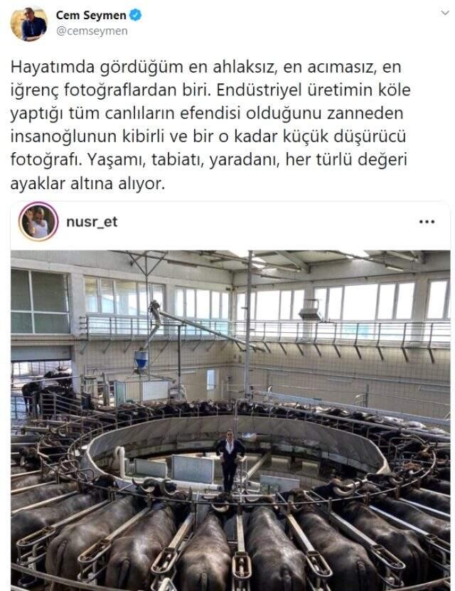 Nusret Gökçe'nin mandalar içinde verdiği pozuna sosyal medyada tepki yağdı