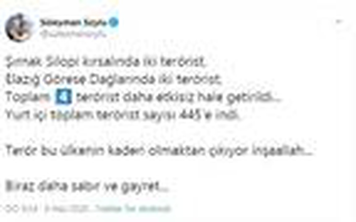 İçişleri Bakanlığı: Şırnak ve Elazığ\'da 4 terörist etkisiz hale getirildi (2)
