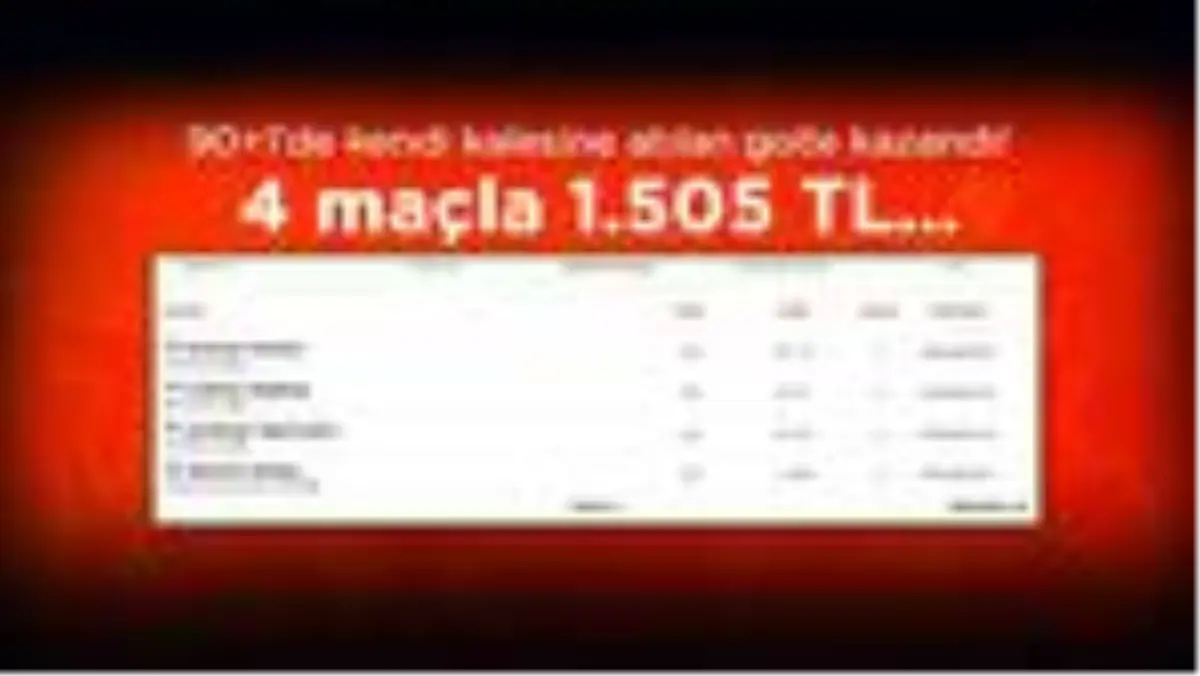 4 maçlık iddaa kuponu ile 1.505 TL kazandı! 90+1\'de kendi kalesine...