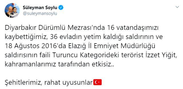 16 vatandaşımızı kaybettiğimiz saldırının faili etkisiz hale getirildi