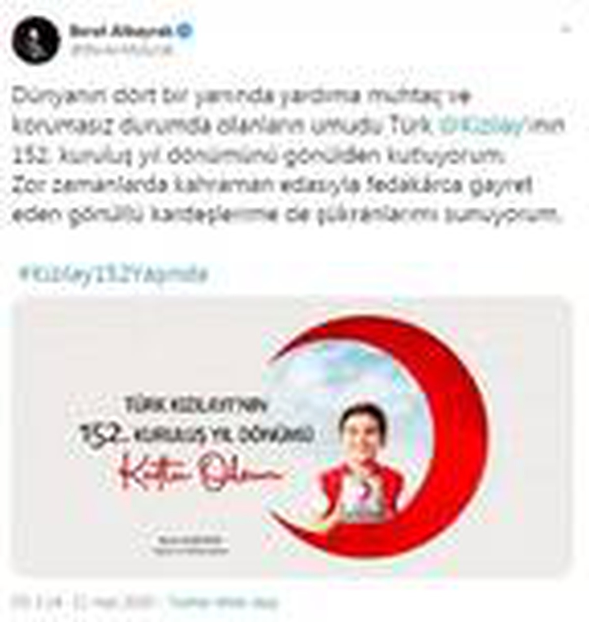 Bakan Albayrak, Türk Kızılayı\'nın kuruluş yıl dönümünü kutladı