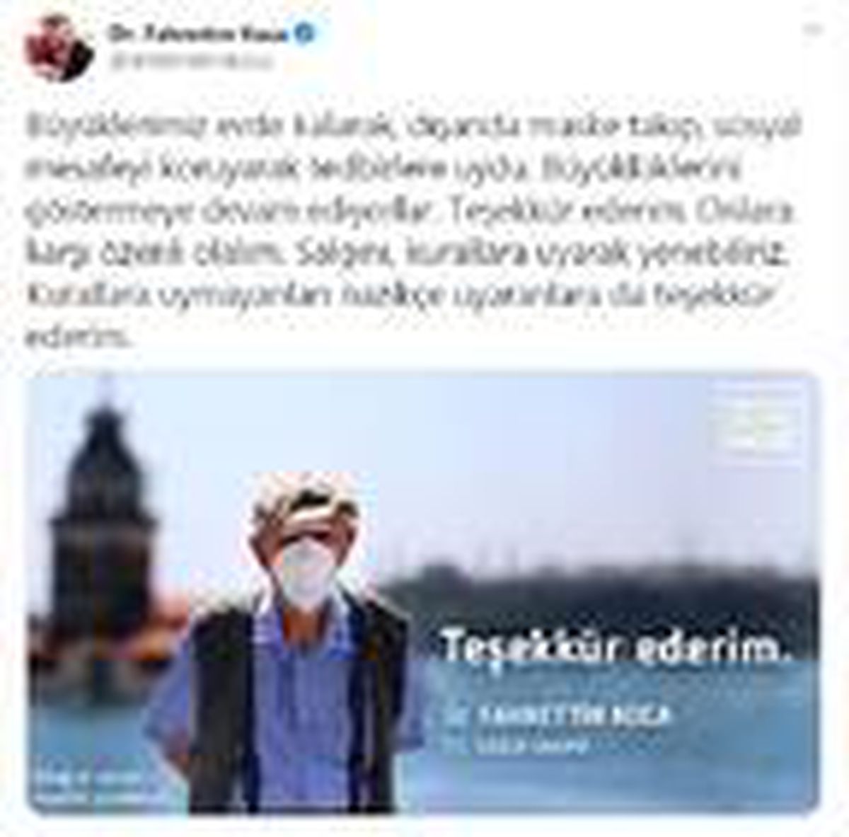 Bakan Koca\'dan 65 yaş ve üstüne teşekkür