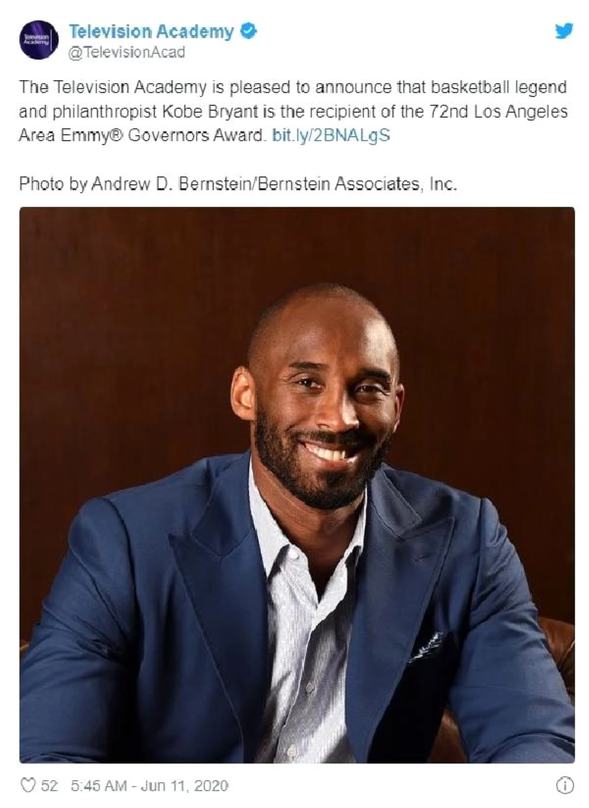 Kobe Bryant Emmy ödülüne layık görüldü