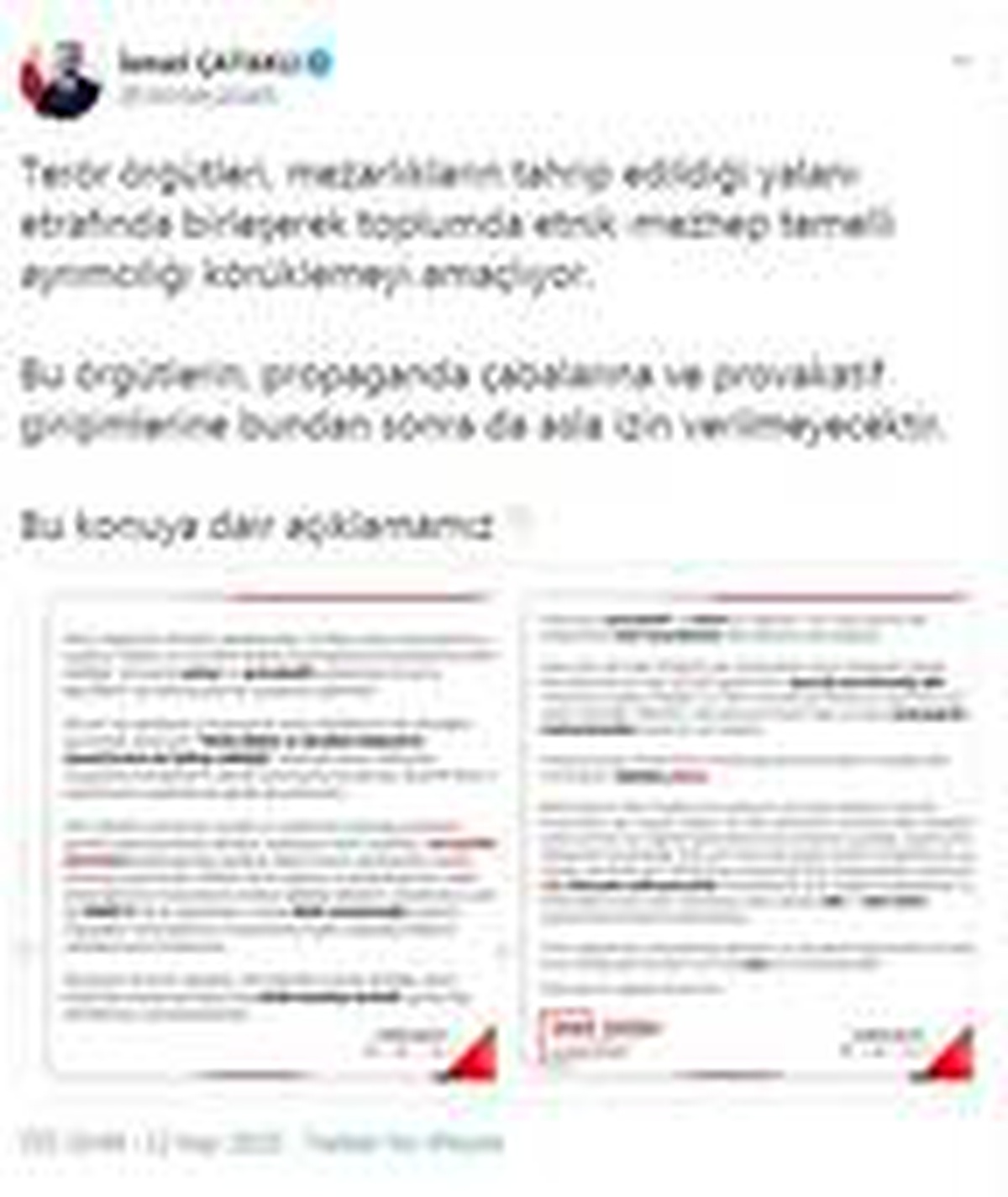 İçişleri Bakan Yardımcısı Çataklı: Mezarlıklar üzerinden terör propagandasına müsaade edilmeyecek