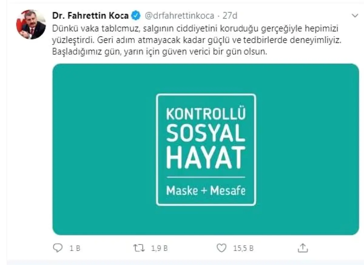 Bakan Koca: Dünkü tablo, salgının ciddiyetini koruduğu gerçeğiyle yüzleştirdi