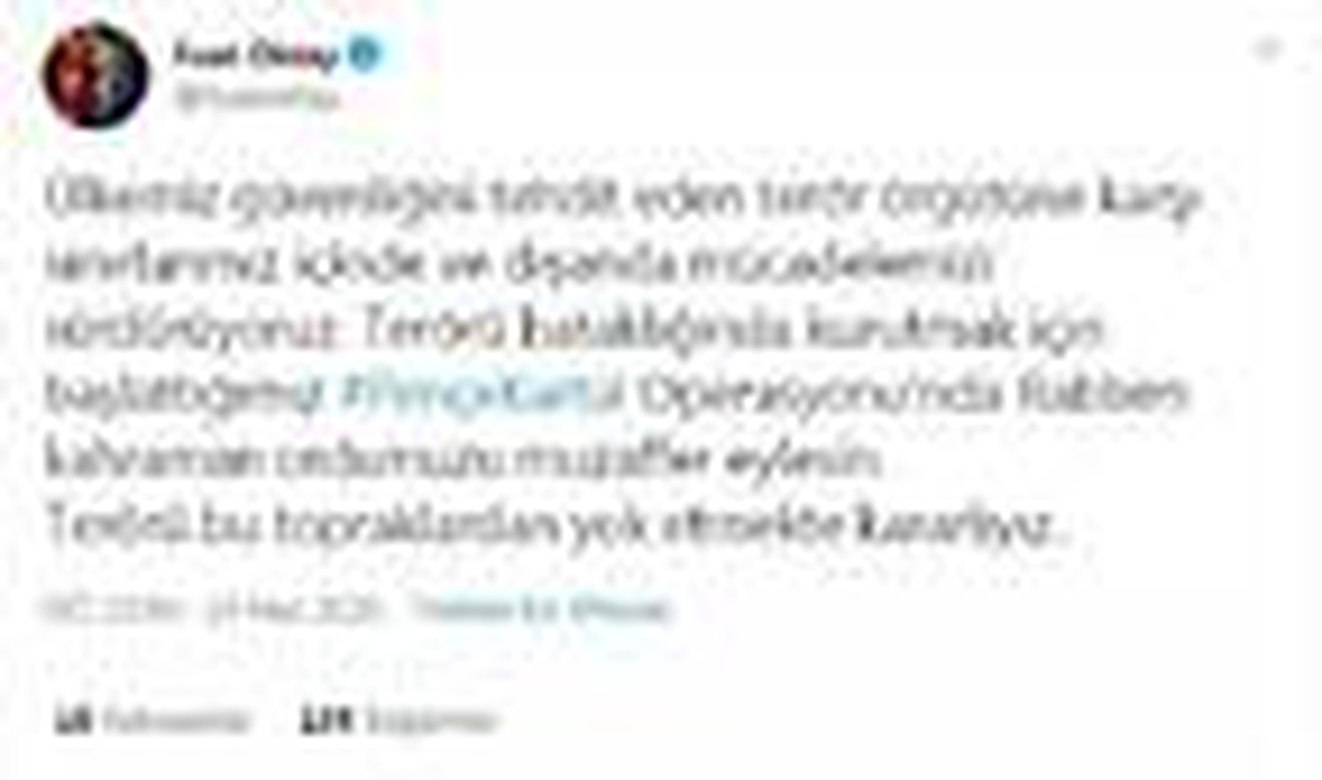 Cumhurbaşkanı Yardımcısı Oktay: Terörü bu topraklardan yok etmekte kararlıyız