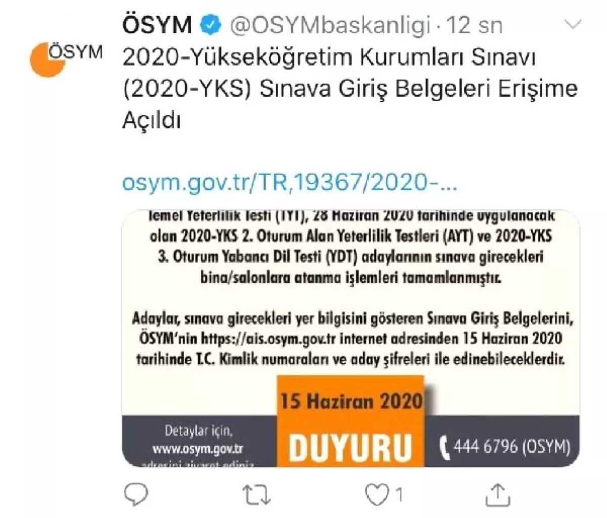 ÖSYM: YKS giriş belgeleri erişime açıldı