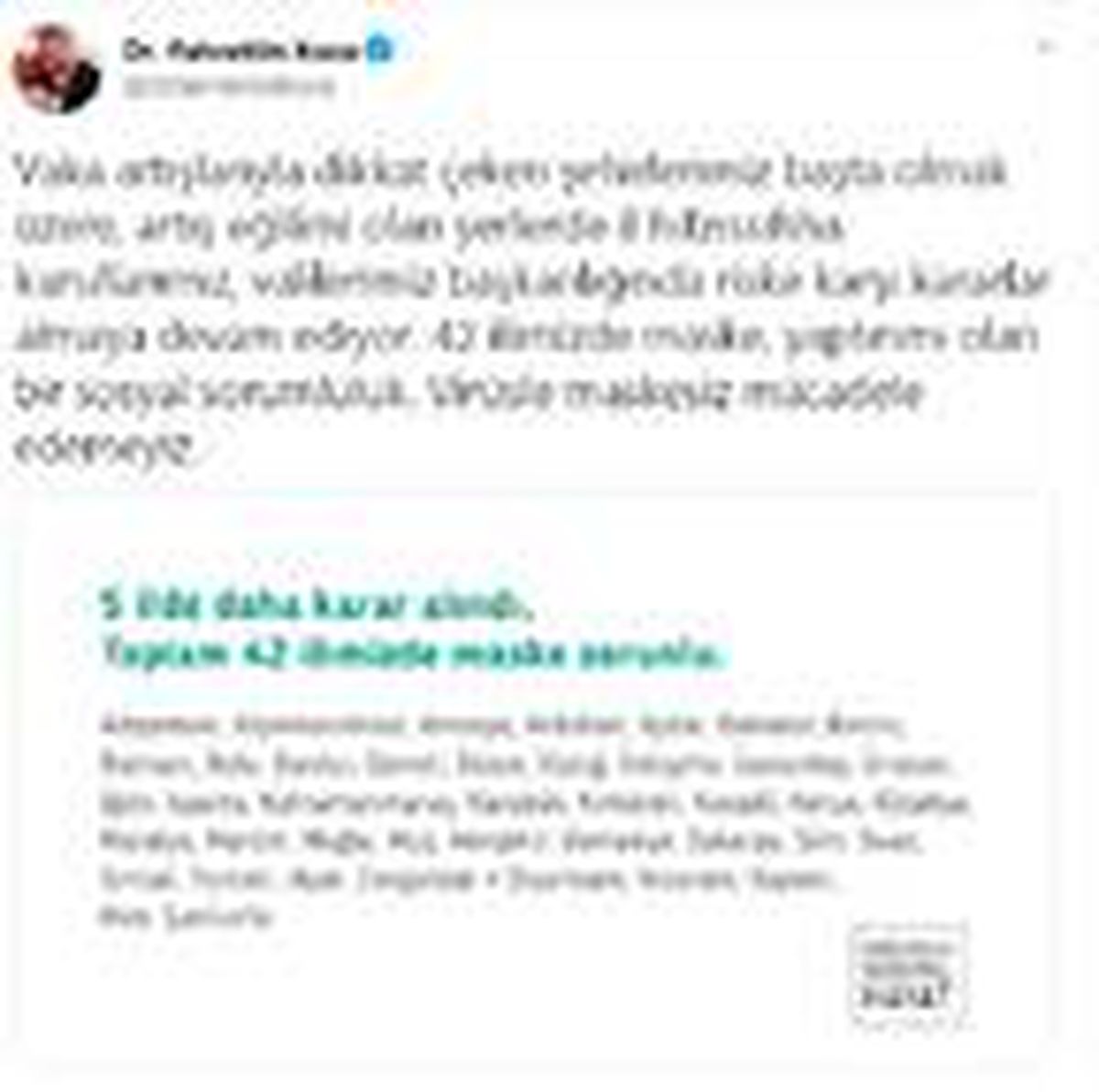 Bakan Koca:  Virüsle maskesiz mücadele edemeyiz