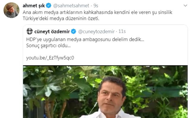 Twitter'da tartışan Cüneyt Özdemir ve Ahmet Şık, birbirlerine küfre varan hakaretler savurdu