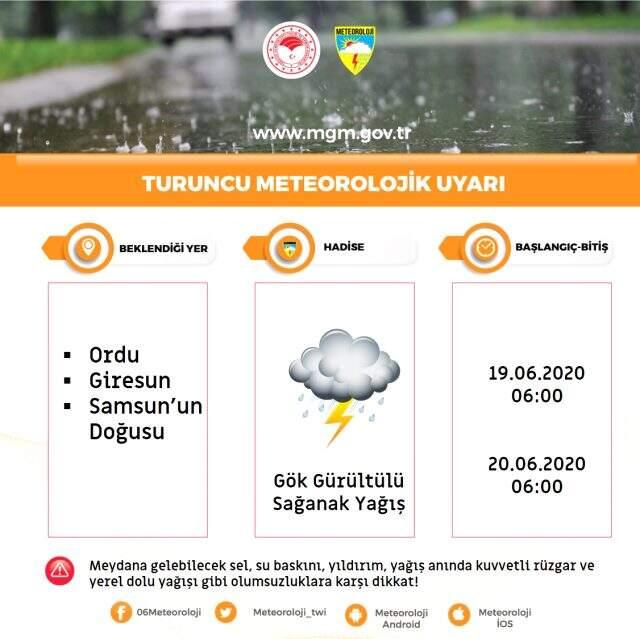 Meteoroloji, 3 ile turuncu kodla kuvvetli sağanak uyarısında bulundu