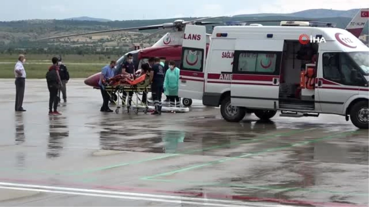 Ambulans helikopter kolu kopan işçi için havalandı