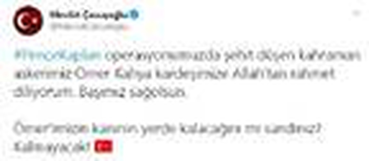 Bakan Çavuşoğlu\'ndan, şehit asker için başsağlığı mesajı