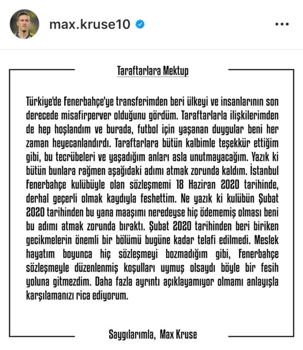 Max Kruse, ayrılığın nedenini açıkladı