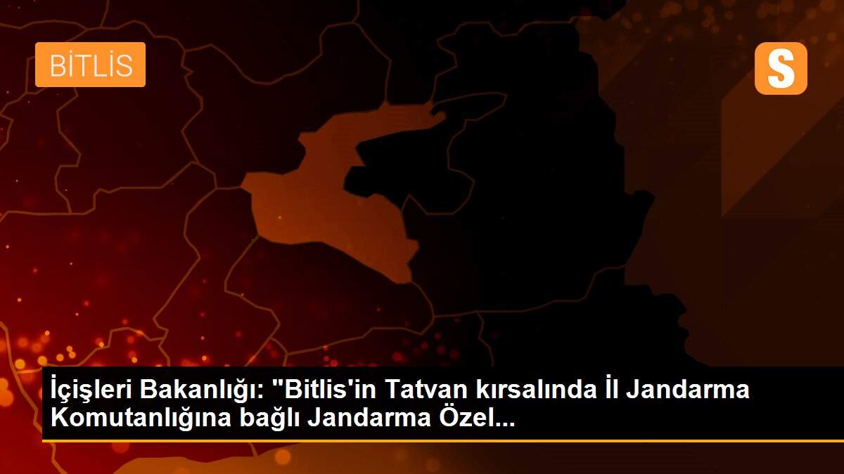 İçişleri Bakanlığı: "Bitlis\'in Tatvan kırsalında İl Jandarma Komutanlığına bağlı Jandarma Özel...