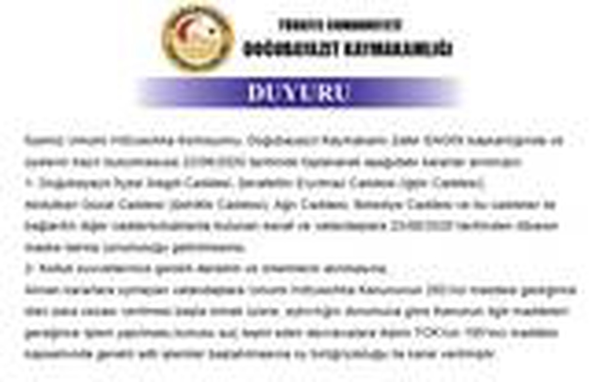 Doğubayazıt\'ta maske takmak zorunlu hale getirildi