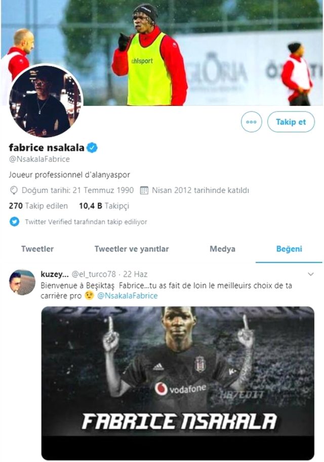 Beşiktaş'la anlaşan Fabrice N'Sakala, siyah-beyazlılardan 750 bin euro maaş alacak