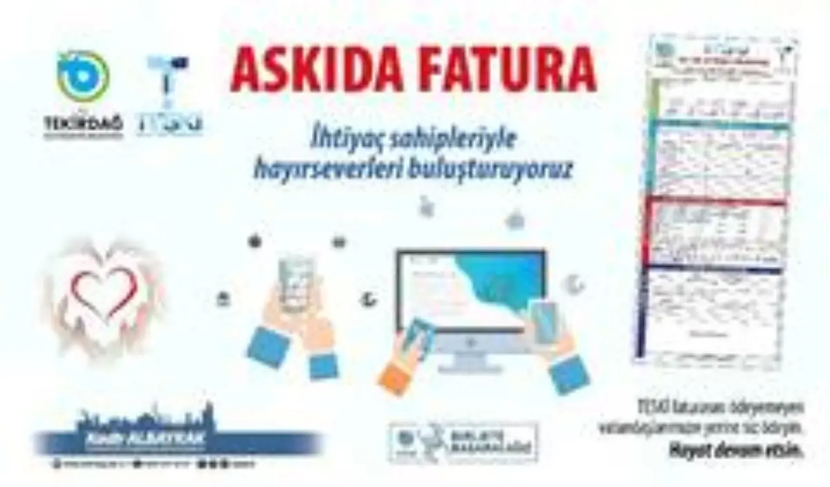 Tekirdağ\'da 1 ayda 42 bin TL\'lik bin 23 adet askıdan fatura ödendi