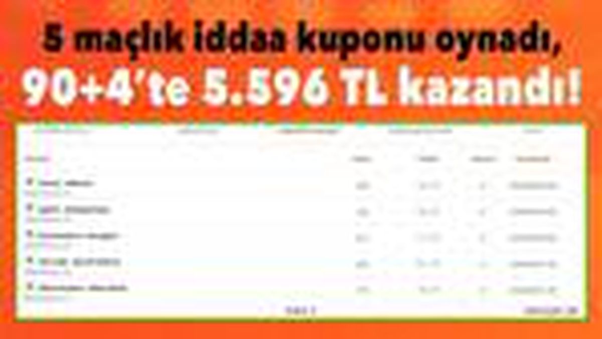 5 maçlık iddaa kuponu oynadı, 90+4\'te 5.596 TL kazandı!