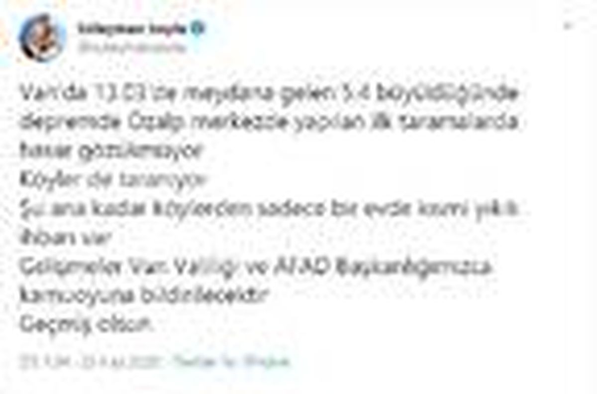 Van\'da 5.4 büyüklüğünde deprem (2)