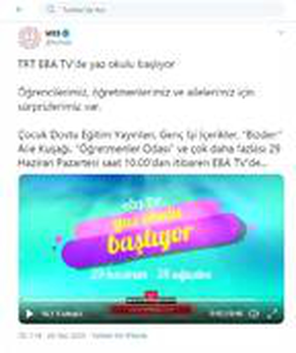 TRT EBA TV\'de \'Yaz Okulu\' yarın başlıyor