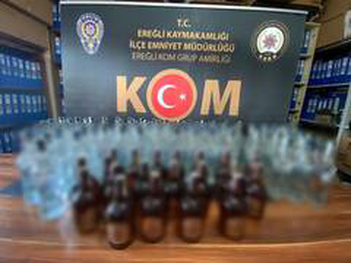 Ereğli\'de 116 şişe sahte içki ele geçirdi