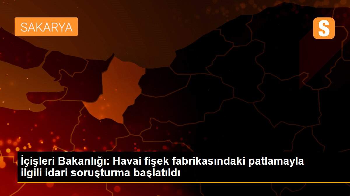 İçişleri Bakanlığı: Havai fişek fabrikasındaki patlamayla ilgili idari soruşturma başlatıldı