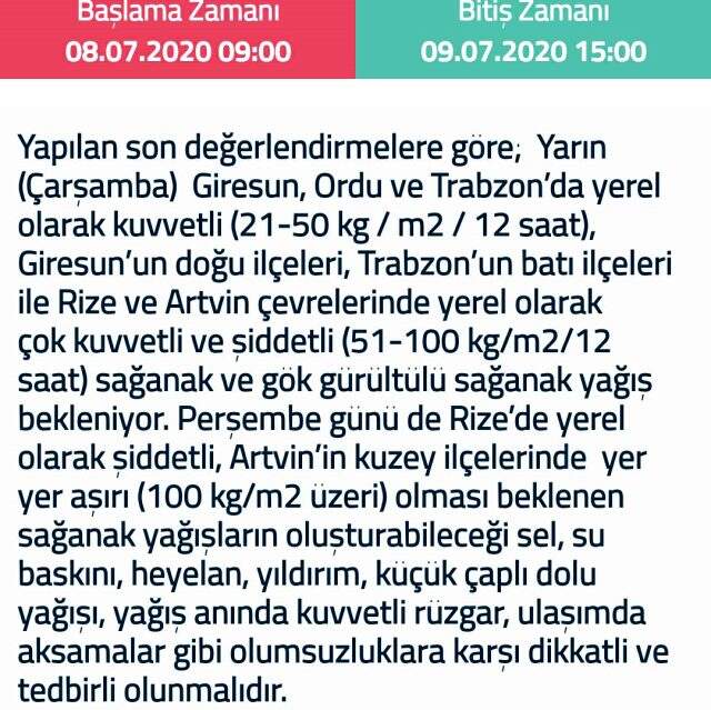 Meteoroloji, 12 il için sağanak yağış uyarısında bulundu