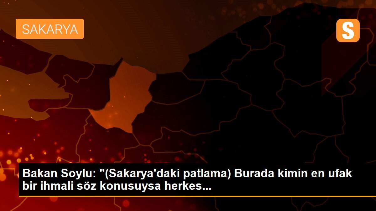 Bakan Soylu: "(Sakarya\'daki patlama) Burada kimin en ufak bir ihmali söz konusuysa herkes...