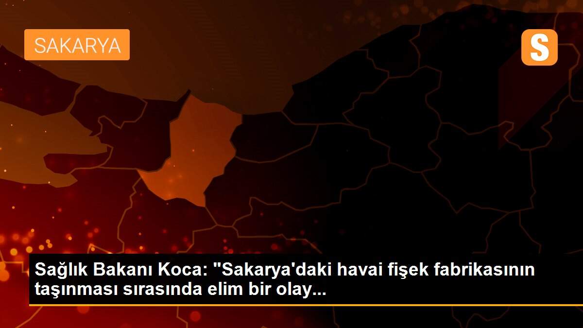 Sağlık Bakanı Koca: "Sakarya\'daki havai fişek fabrikasının taşınması sırasında elim bir olay...