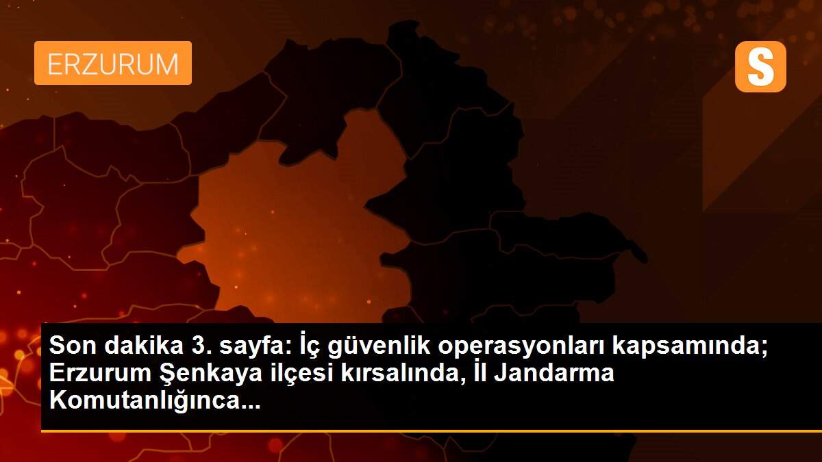 Son dakika 3. sayfa: İç güvenlik operasyonları kapsamında; Erzurum Şenkaya ilçesi kırsalında, İl Jandarma Komutanlığınca...