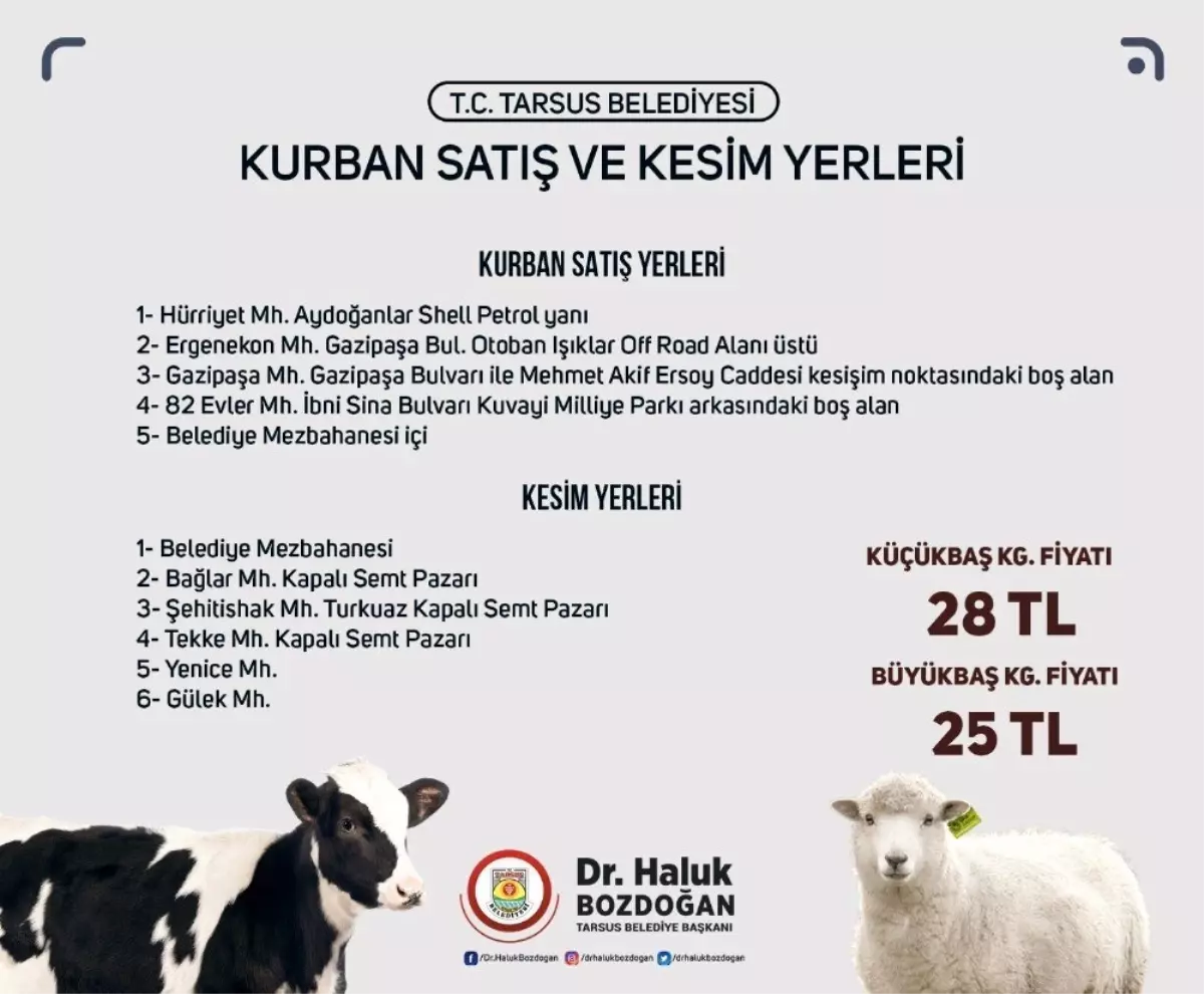 Tarsus\'ta kurbanlık fiyatları belirlendi