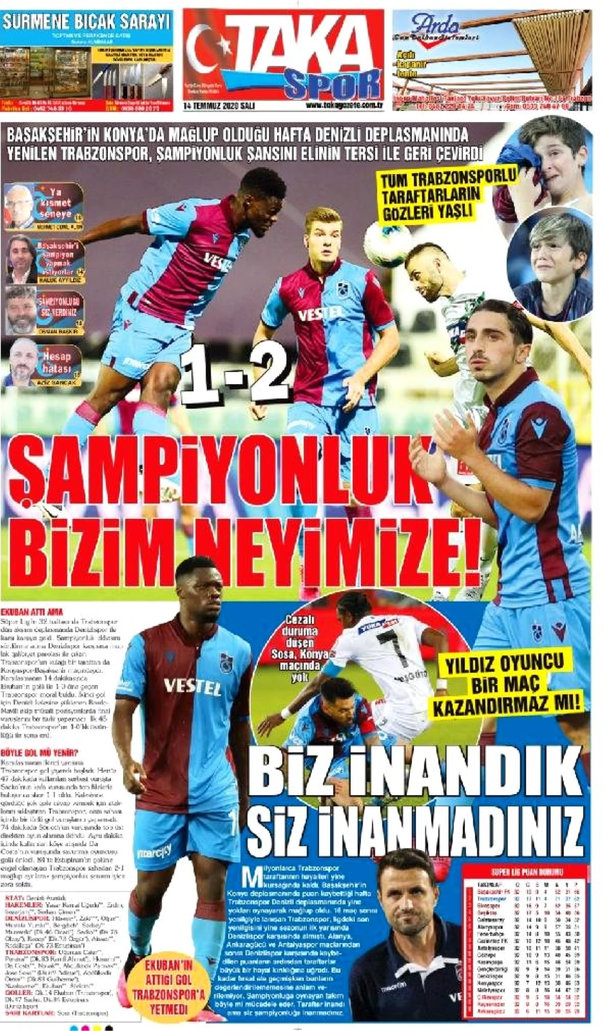 Yerel basından Trabzonspor\'a sert eleştiriler