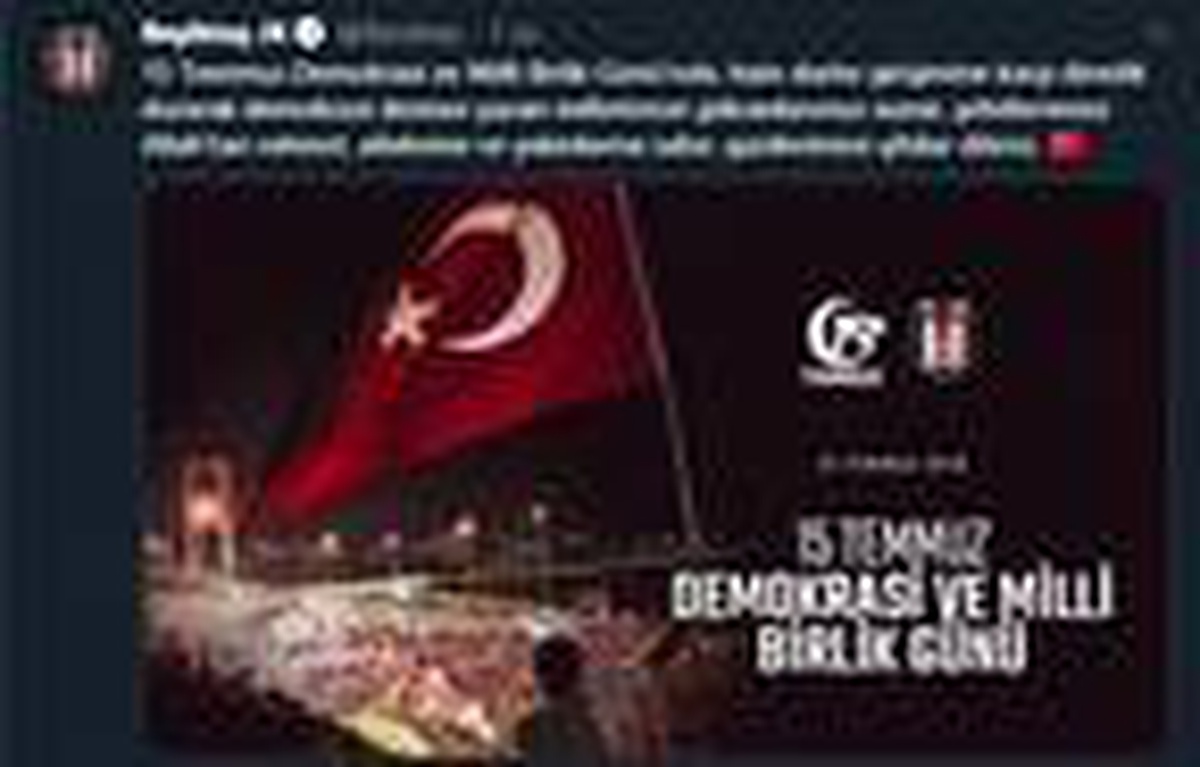 Beşiktaş, Fenerbahçe ve Galatasaray\'dan, \'15 Temmuz Demokrasi ve Milli Birlik Günü\' mesajı