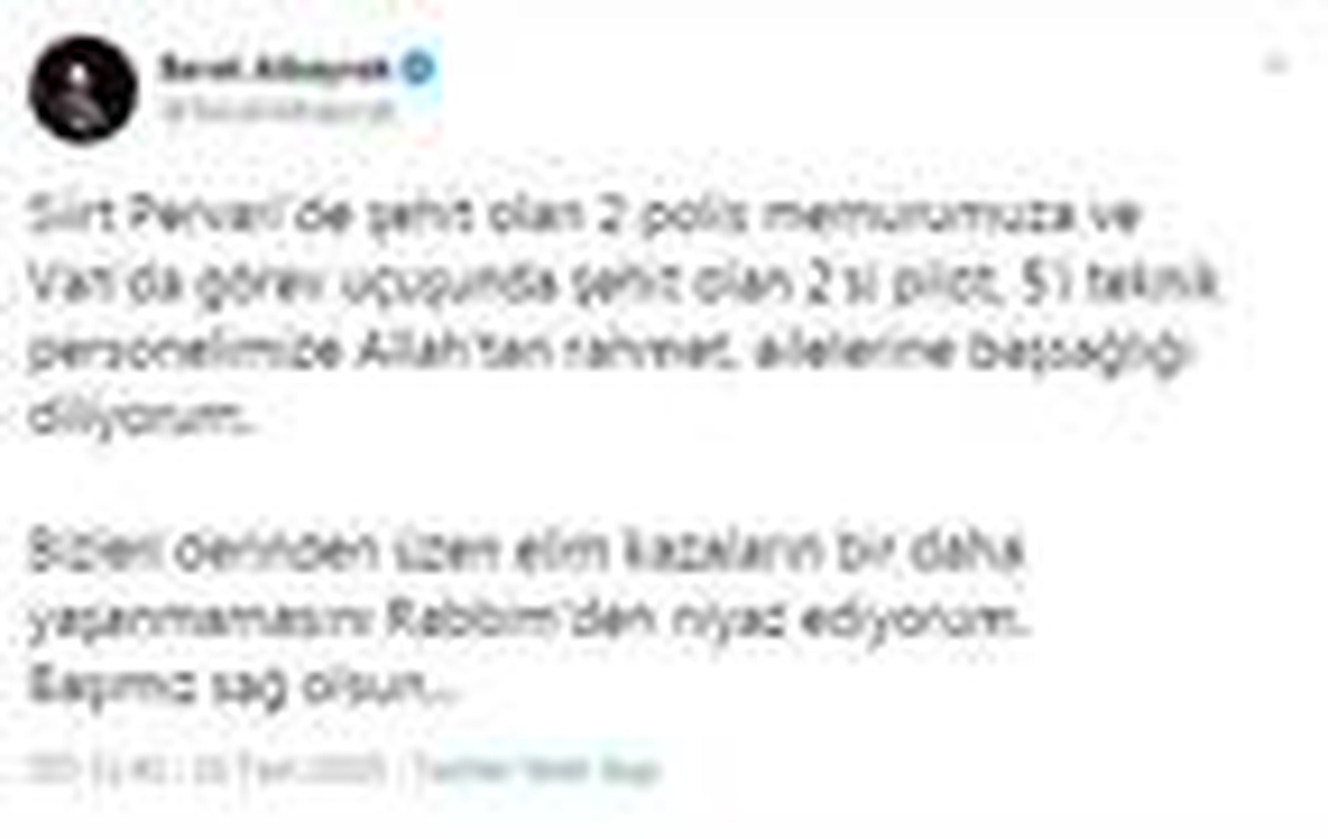 Bakan Albayrak\'tan şehit polisler için başsağlığı mesajı