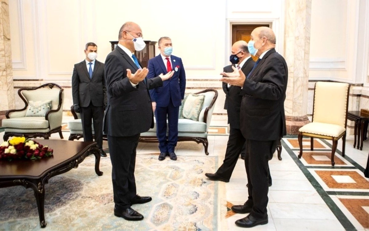 Fransa Dışişleri Bakanı Le Drian, Irak Cumhurbaşkanı Salih ile görüştü