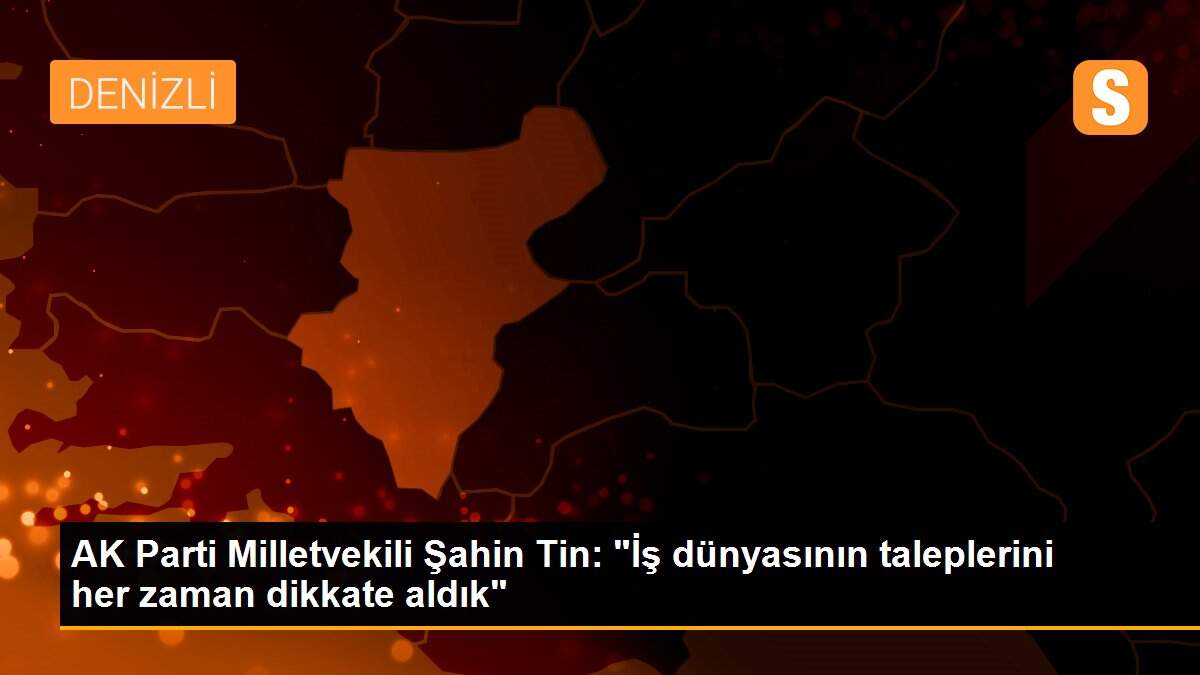 AK Parti Milletvekili Şahin Tin: "İş dünyasının taleplerini her zaman dikkate aldık"