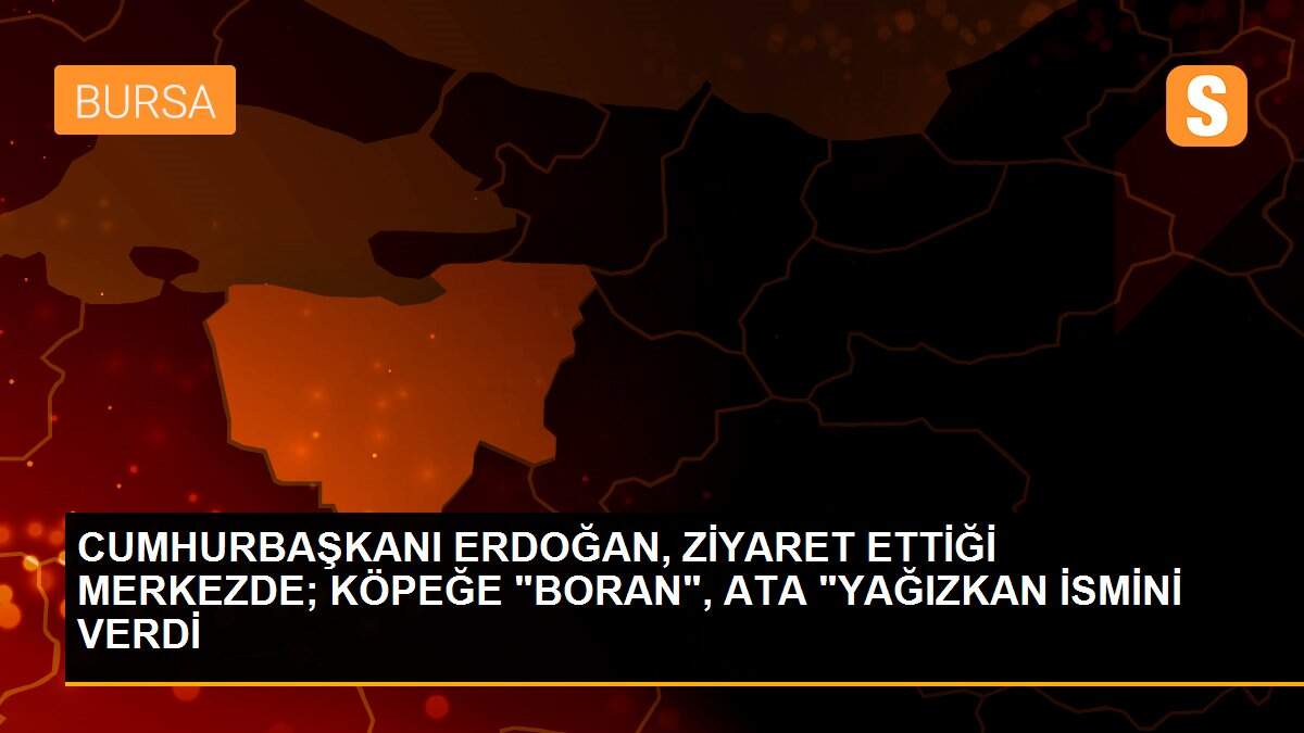 CUMHURBAŞKANI ERDOĞAN, ZİYARET ETTİĞİ MERKEZDE; KÖPEĞE "BORAN", ATA "YAĞIZKAN İSMİNİ VERDİ