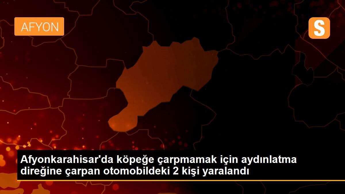 Afyonkarahisar\'da köpeğe çarpmamak için aydınlatma direğine çarpan otomobildeki 2 kişi yaralandı