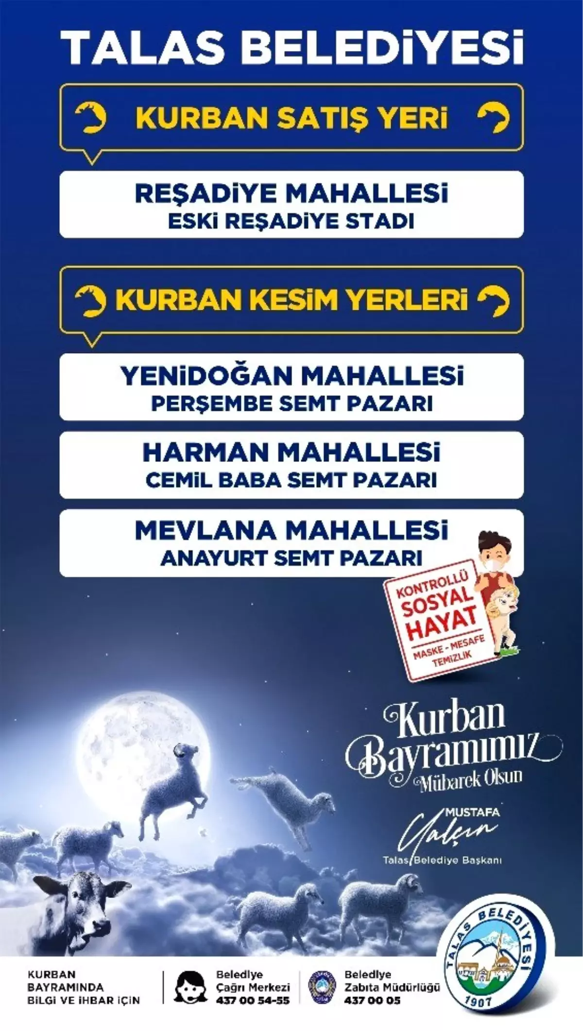 Talas\'ta kurban satış ve kesim yerleri belirlendi