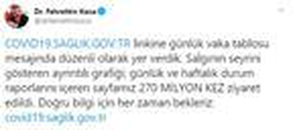 Bakan Koca: Sayfamız 270 milyon kez ziyaret edildi