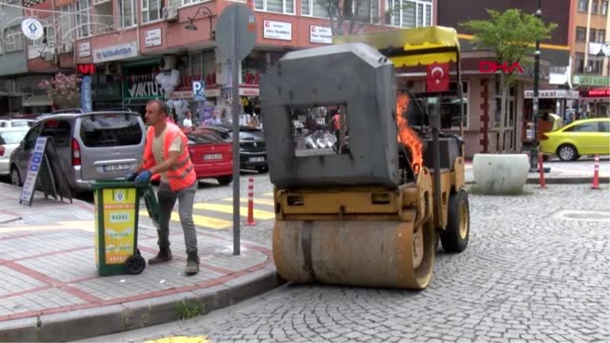 RİZE Operatör alev alan iş makinesi için yardım istedi, sürücüler durmadı