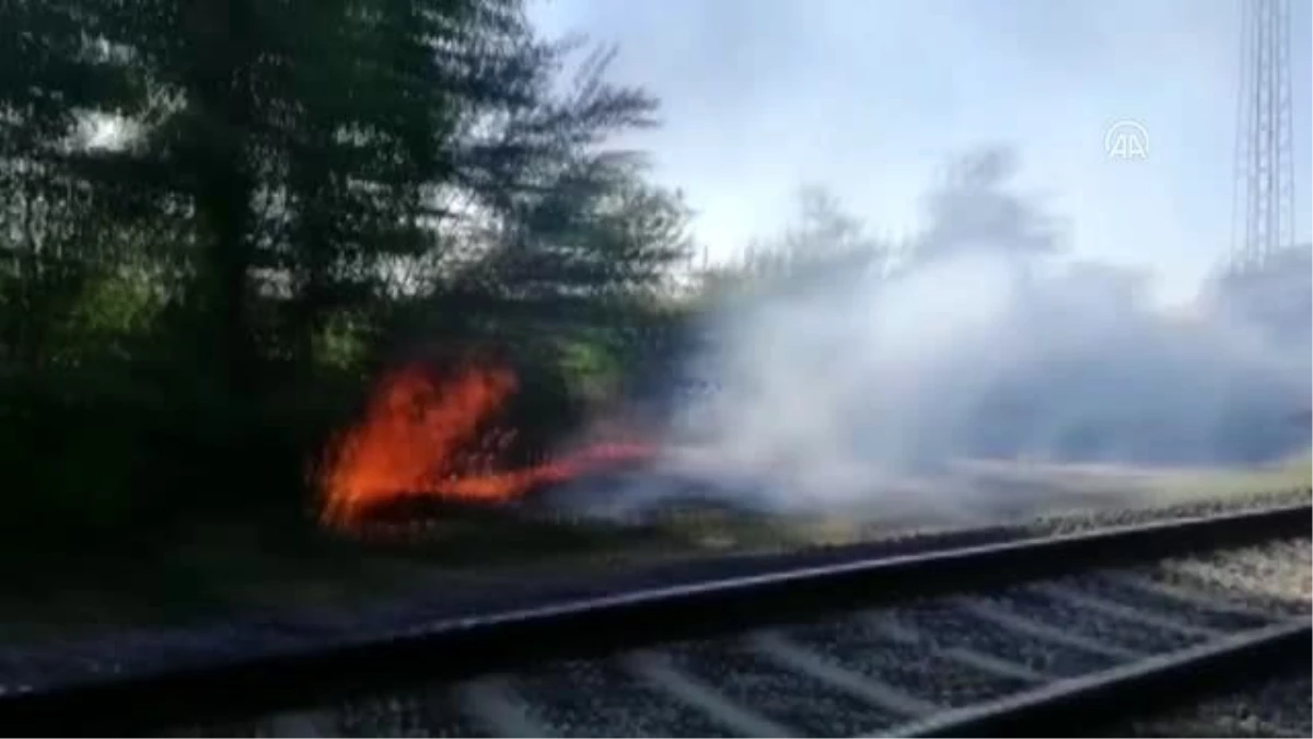 Tren yolunda çıkan yangın söndürüldü