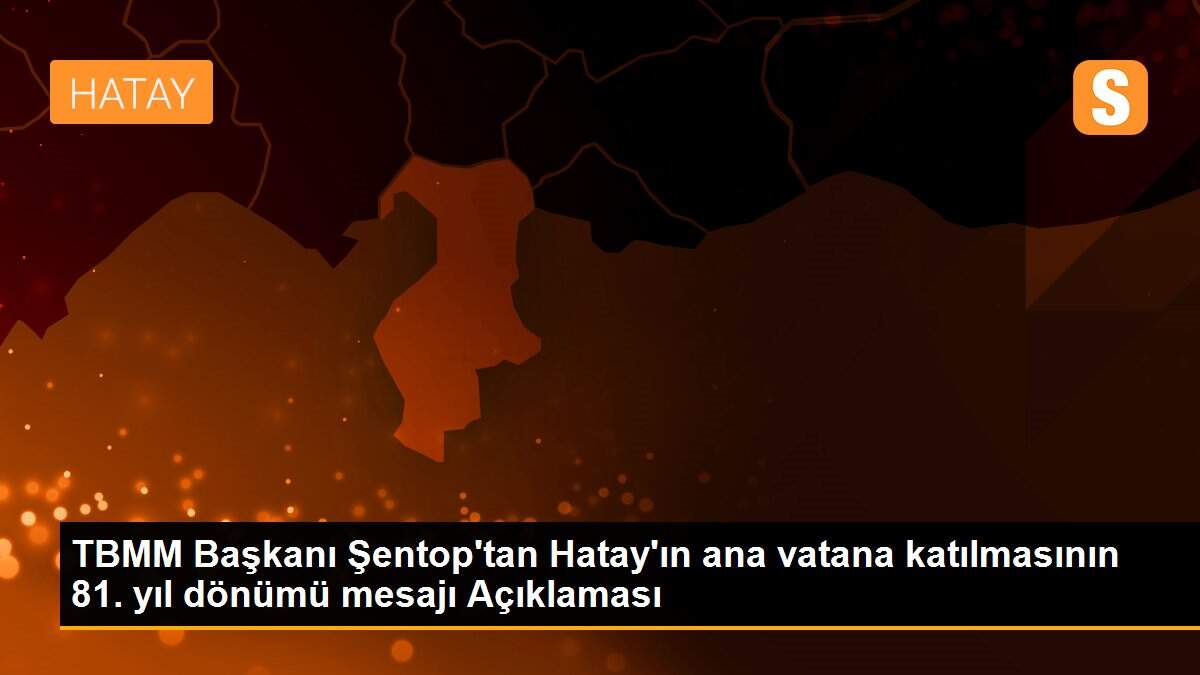 TBMM Başkanı Şentop\'tan Hatay\'ın ana vatana katılmasının 81. yıl dönümü mesajı Açıklaması